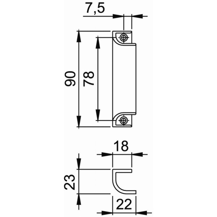 Poignée porte-fenêtre aileron profilée 430 HOPPE L.90 mm - Alu anodisé argent F1 - 517077