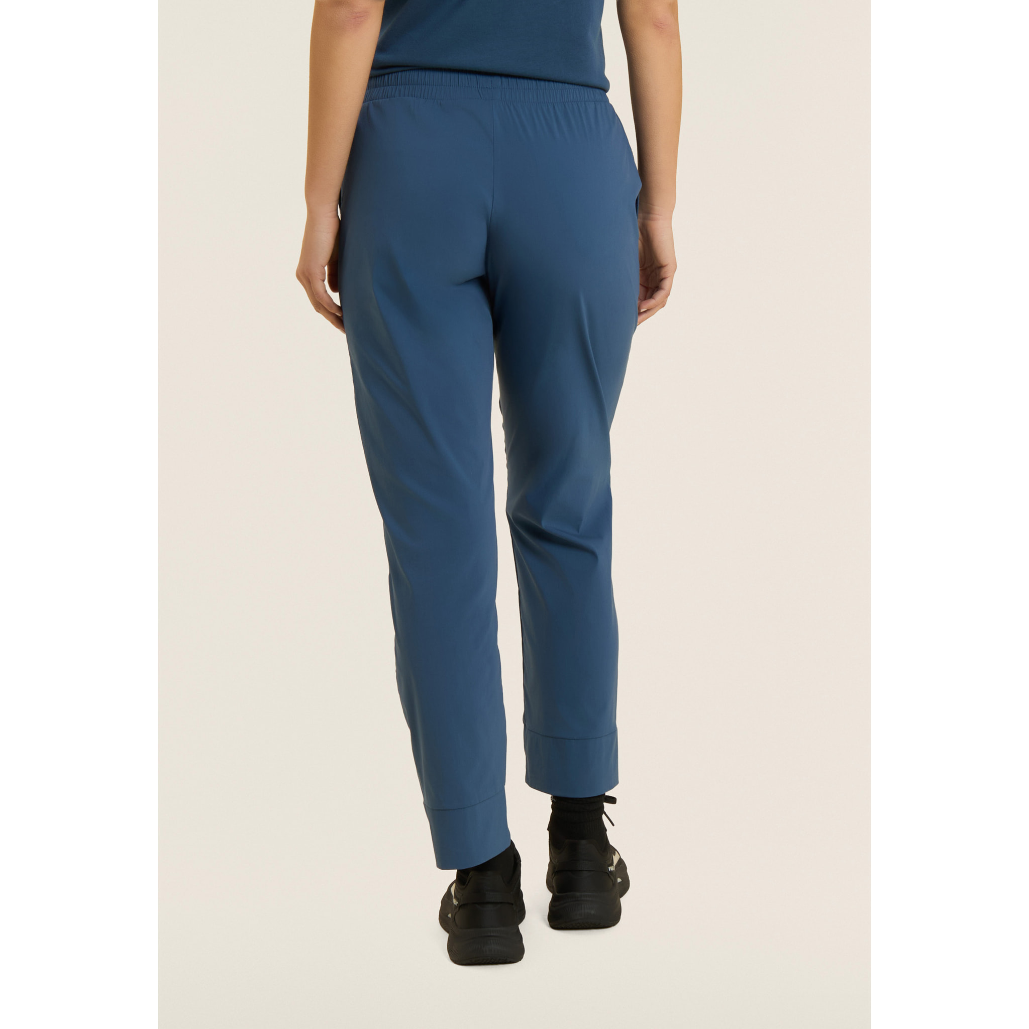 Pantaloni Cropped Fit a Carota in Popeline elasticizzato