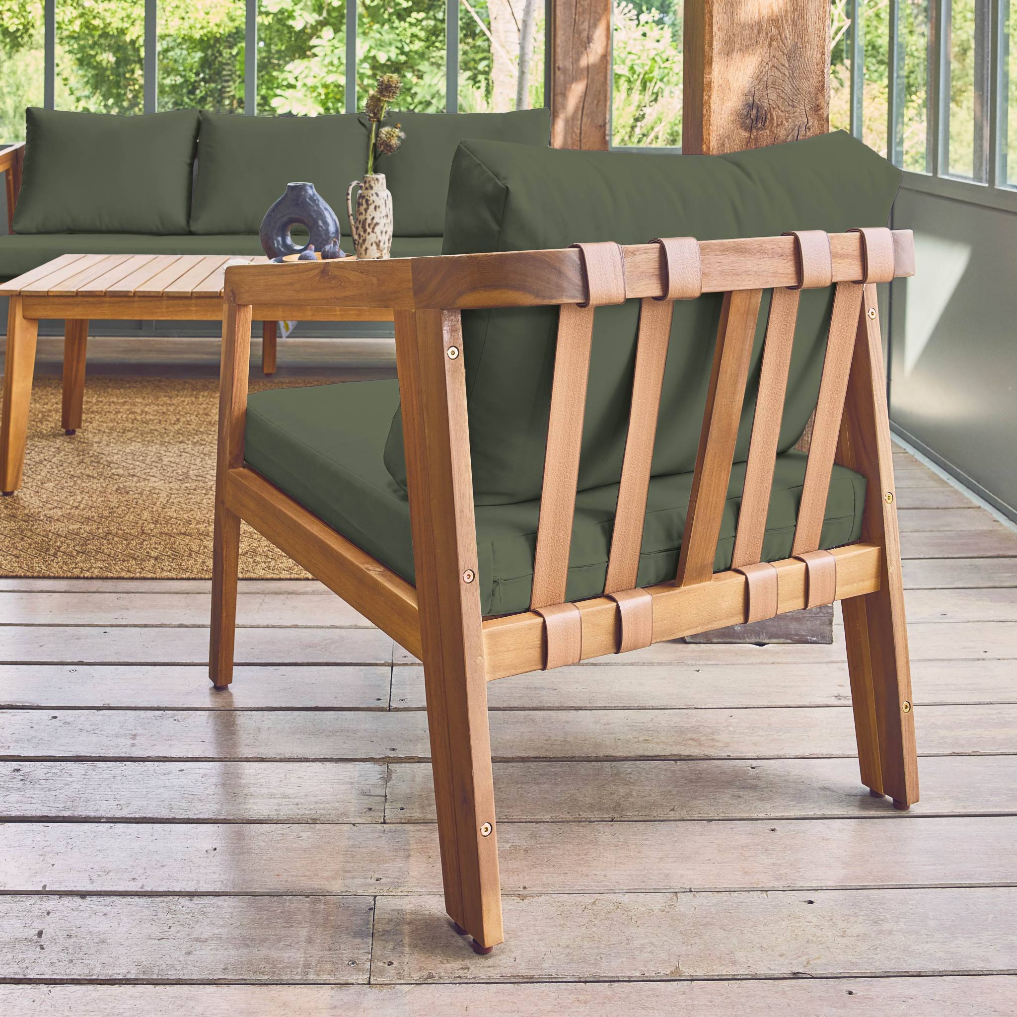 Salon de jardin 5 places bois d'acacia LOBERIA 5 PLACES