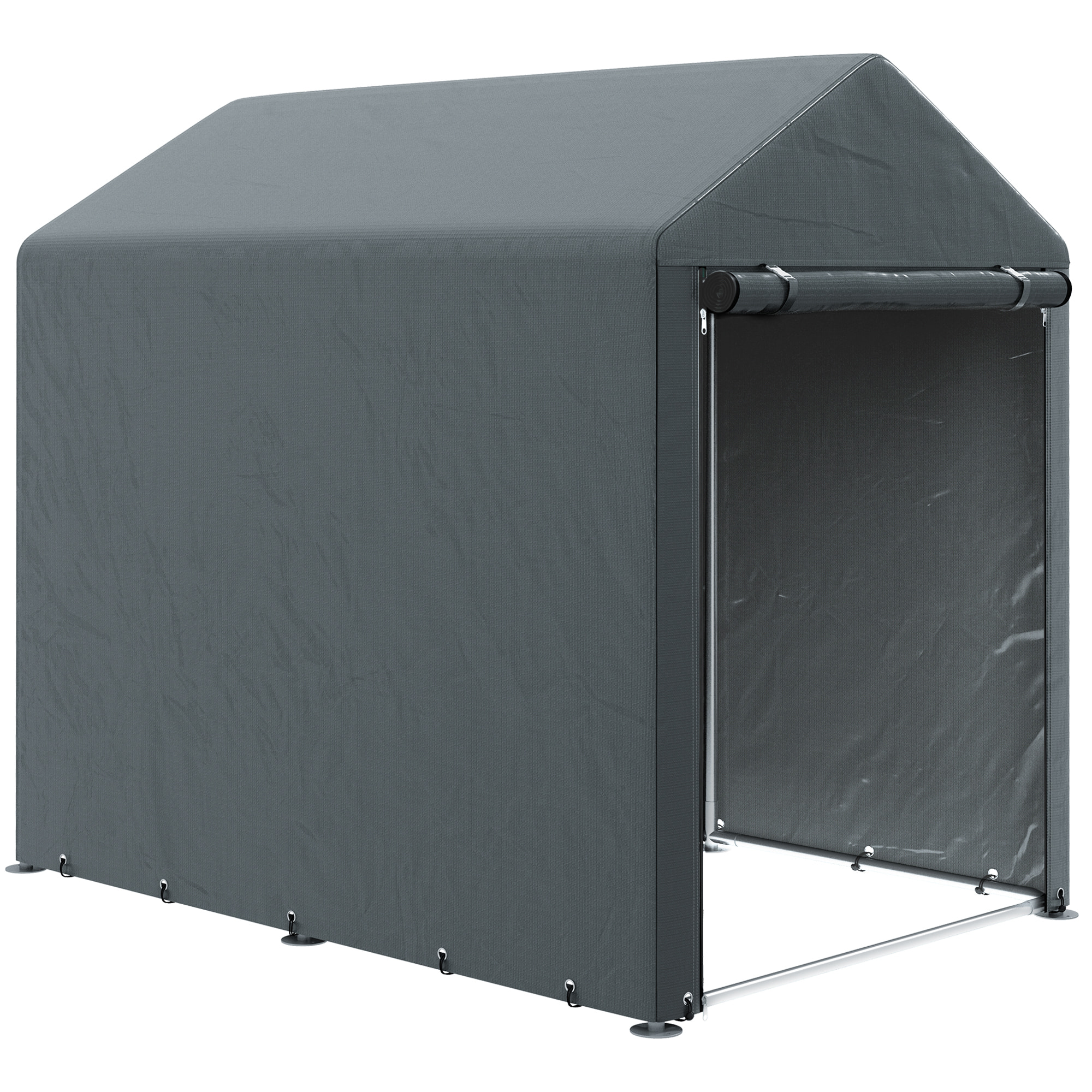 Abri de jardin tente de stockage portable abri de vélo garage pour extérieur avec cadre en métal galvanisé et grande porte, 1,2 x 1,8 m gris foncé