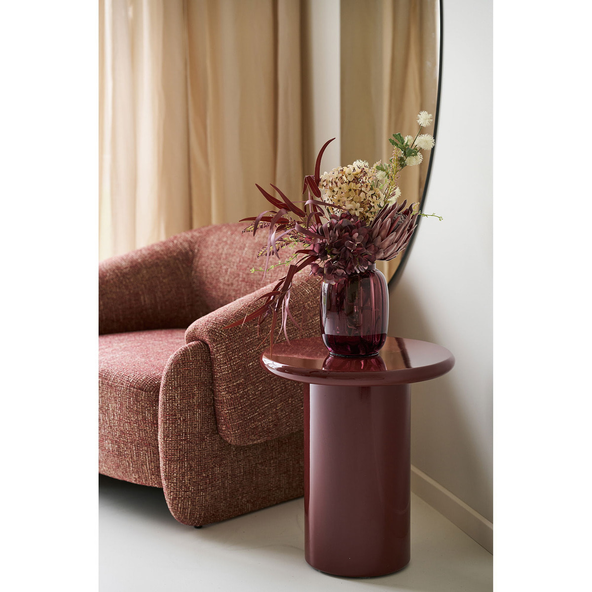 Tavolino d'appoggio Otago bordeaux ø45×50 cm