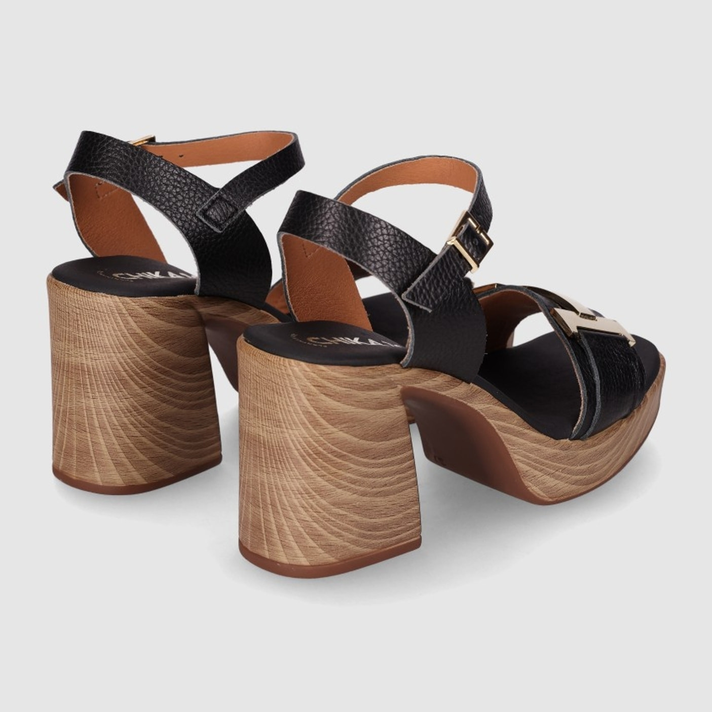 Sandalias de Piel - Negro - Tacón: 6 cm