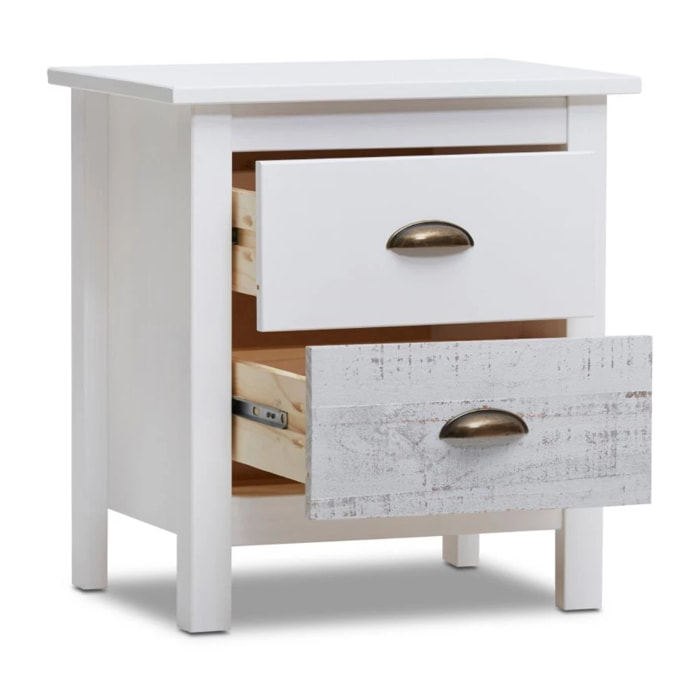Mesita de noche Ocean 2 cajones Blanco - Vintage Colors