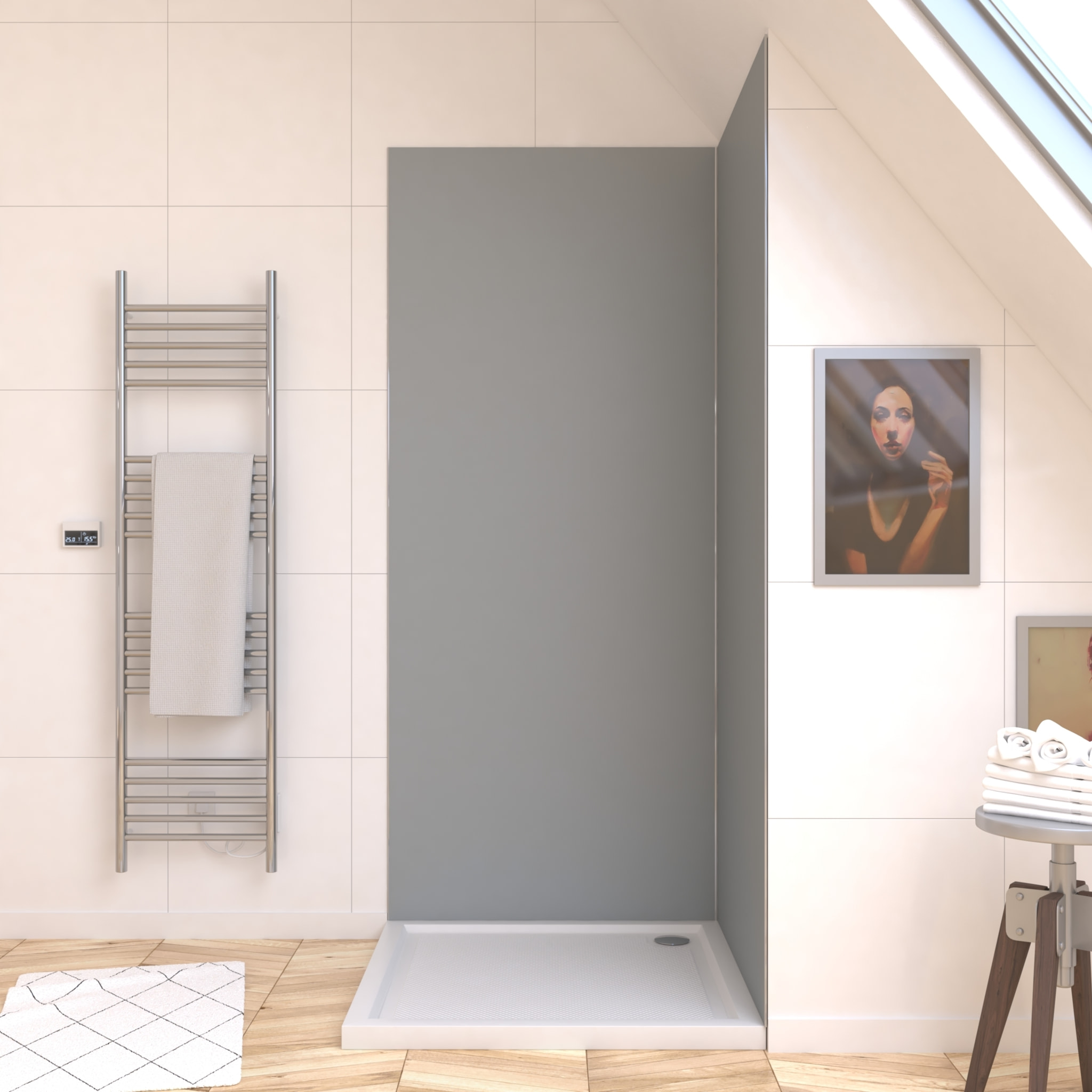 Panneau Mural Finition Aluminium Gris Clair Silver 90 x 210 cm - WALL'IT SILVER