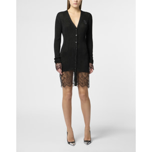 PHILIPP PLEIN Fitted Buttoned-Up Dress Lace
