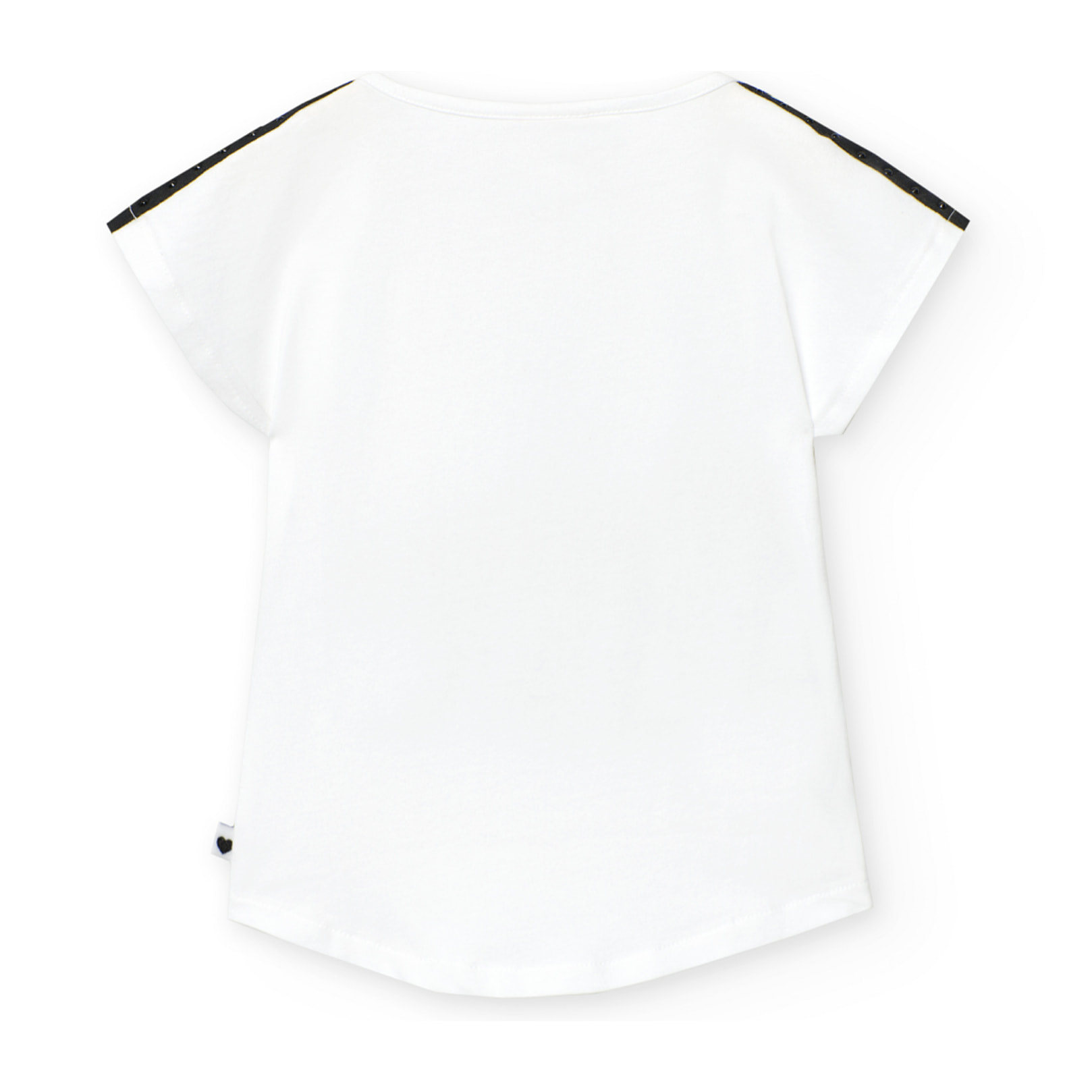 Camiseta elástica niña estampada, mangas cortas, blanco