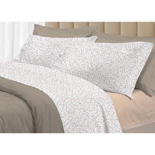 Completo Lenzuola Linea 3027 In Percalle Fantasia Floreale Disegno Melody Beige