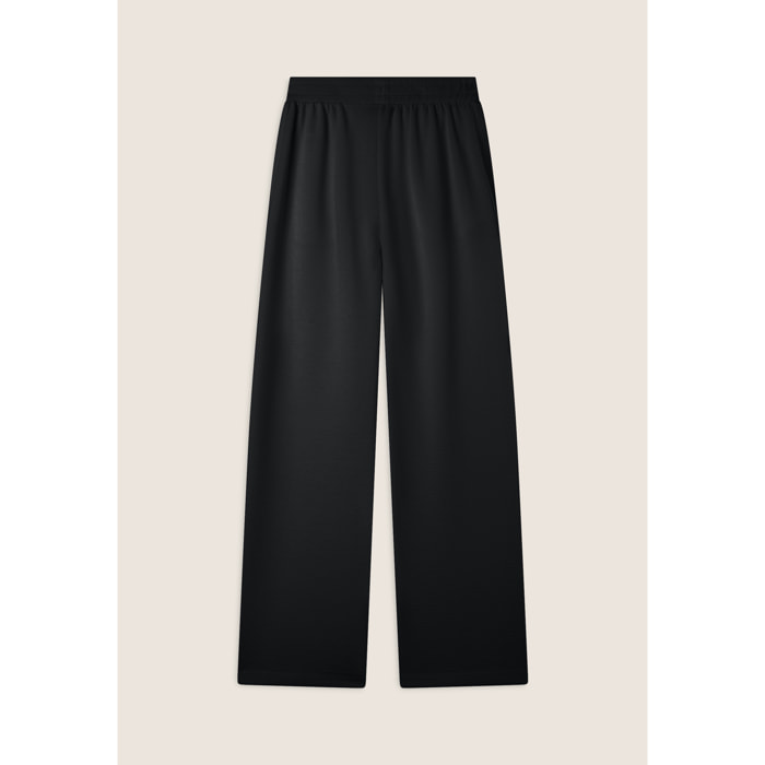 Pantaloni wide leg in felpa di viscosa a costine