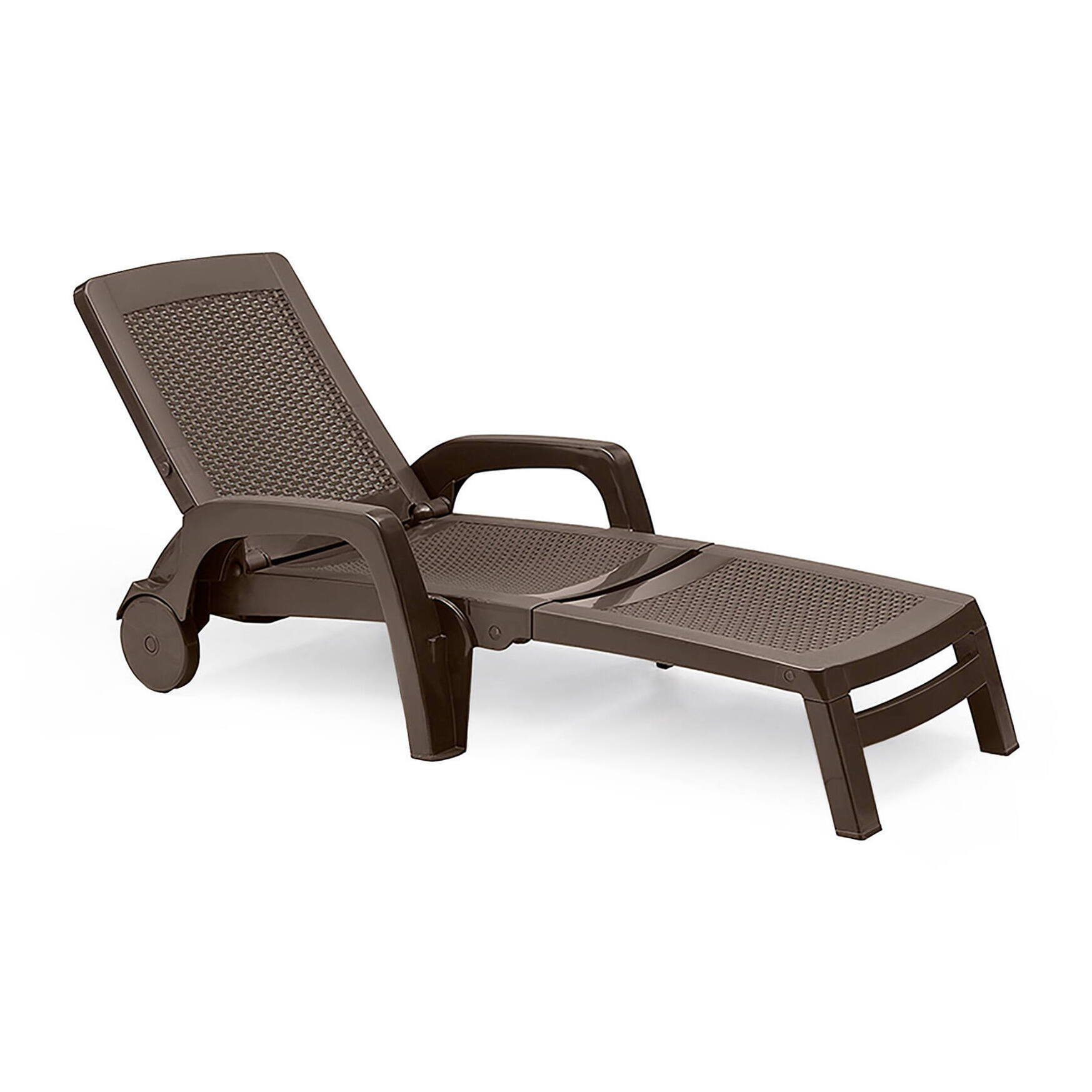 Lettino prendisole Abbie, Sdraio da giardino, Letto pieghevole outdoor, Sedia reclinabile, Made in Italy, 190x46 h70 cm, Marrone