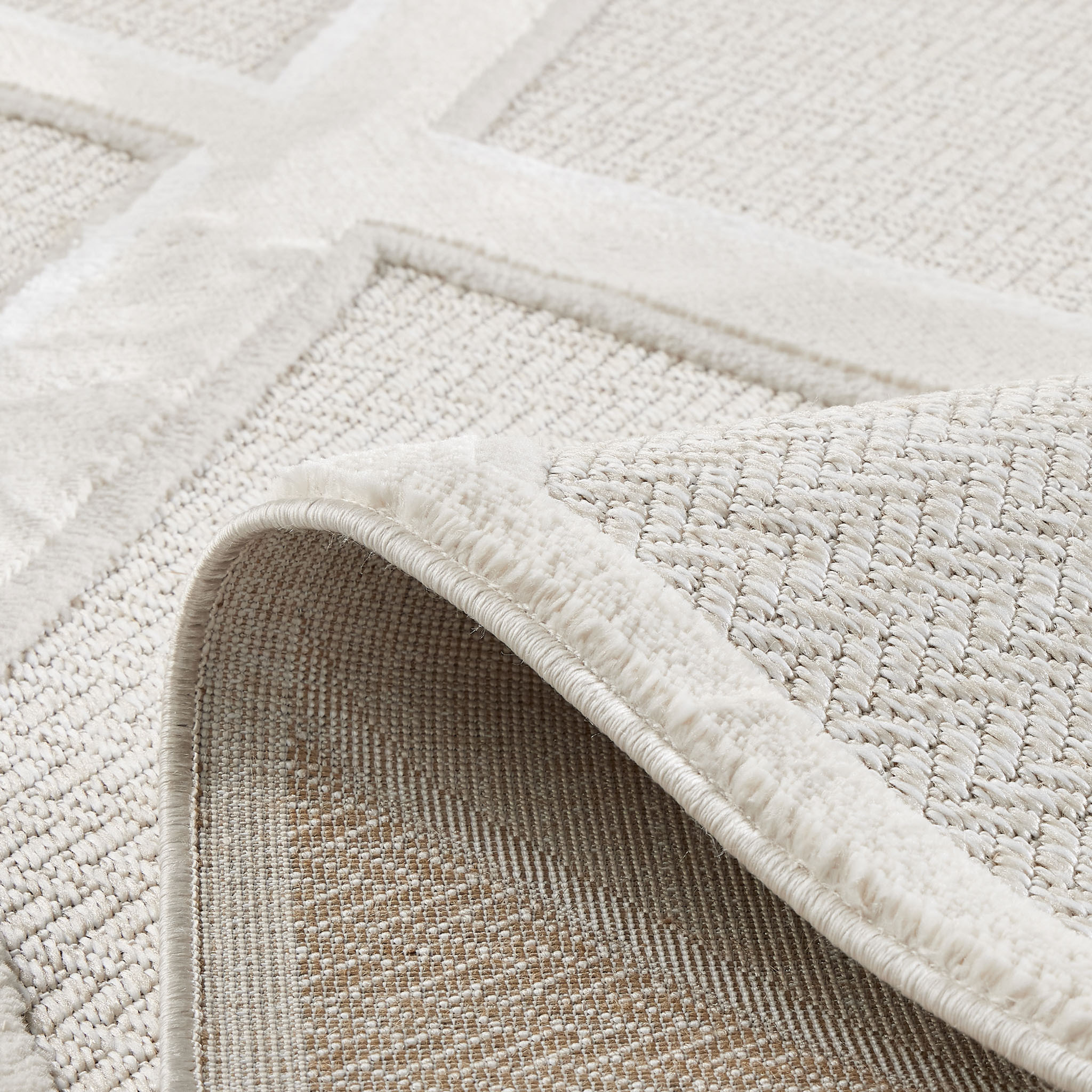 Tapis Loopin 328 Creme - Motif en relief - Indoor & Outdoor