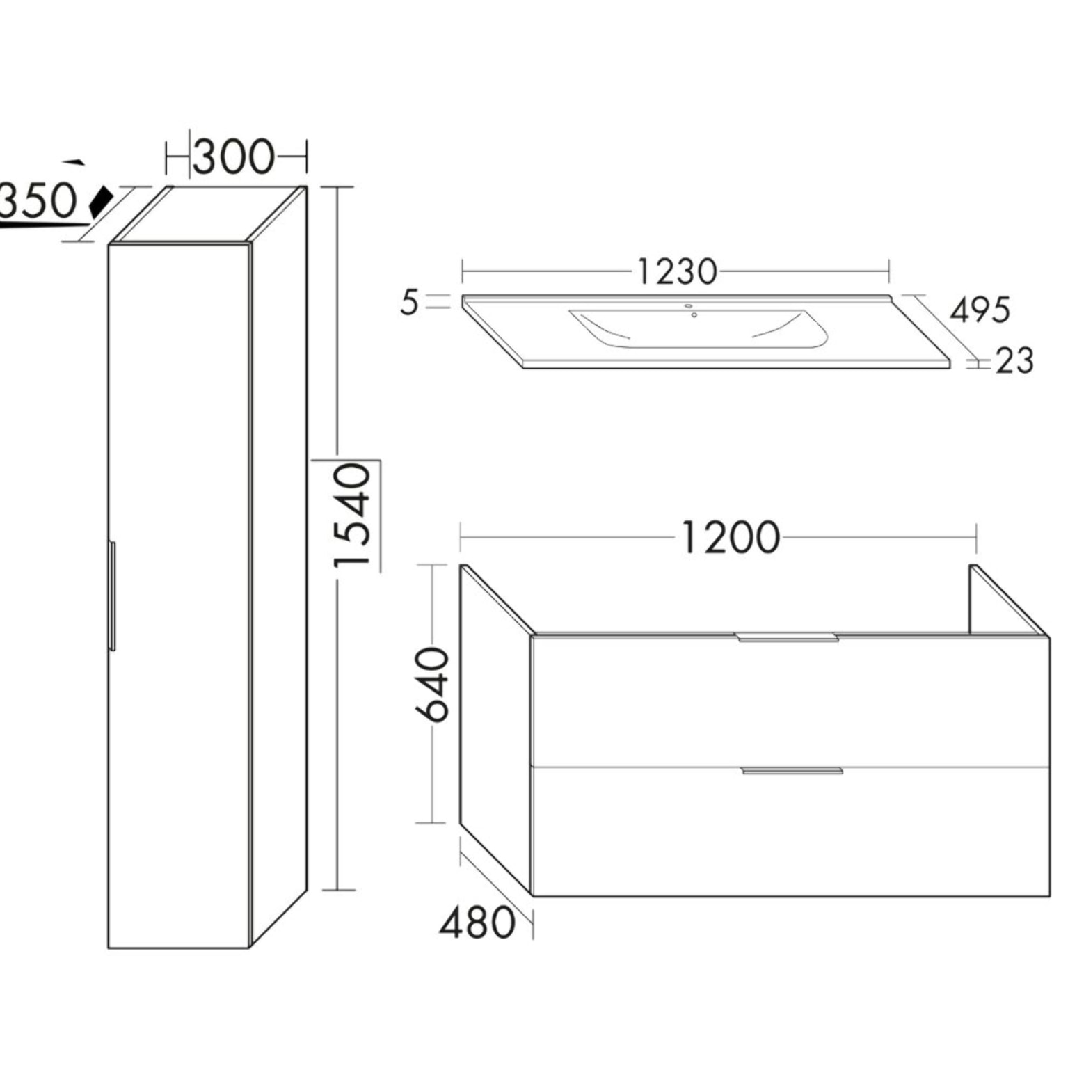 Meuble vasque 120 cm BURGBAD Olena chêne clair + colonne de salle de bain