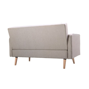 Canapé scandinave 2 places en tissu beige et bois clair ULLA