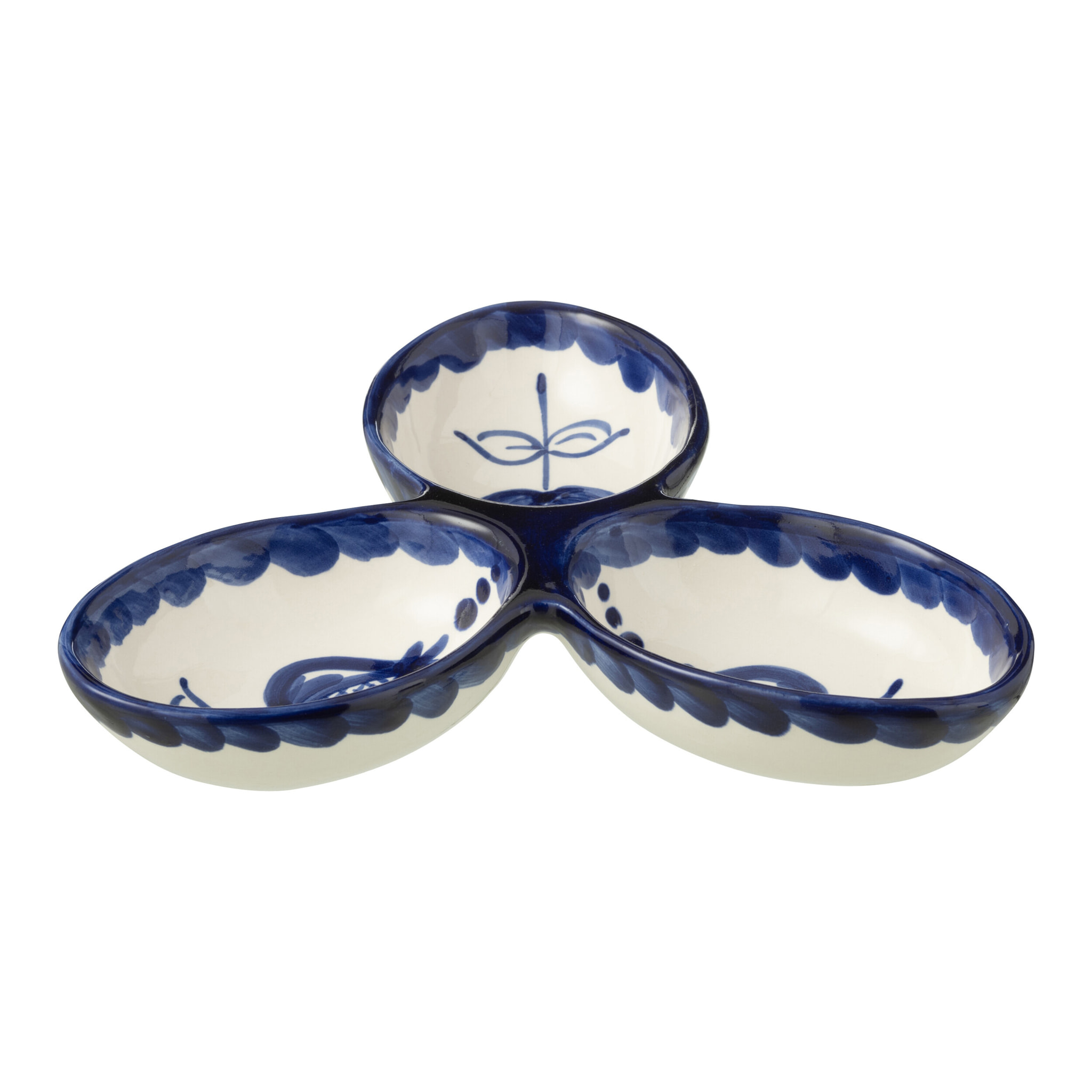 J-Line plat à tapas Granada Clover - céramique - blanc/bleu