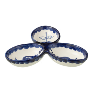 J-Line plat à tapas Granada Clover - céramique - blanc/bleu