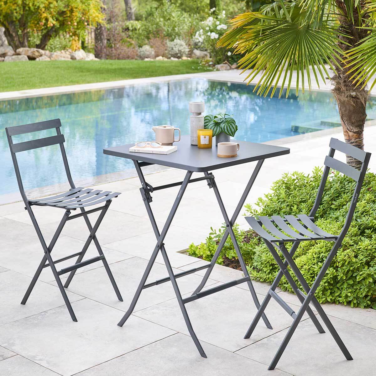 Table haute pliante de jardin Greensboro Graphite