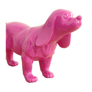 Statuette chien cocker en résine peinture rose laquée H25cm - KUTYA