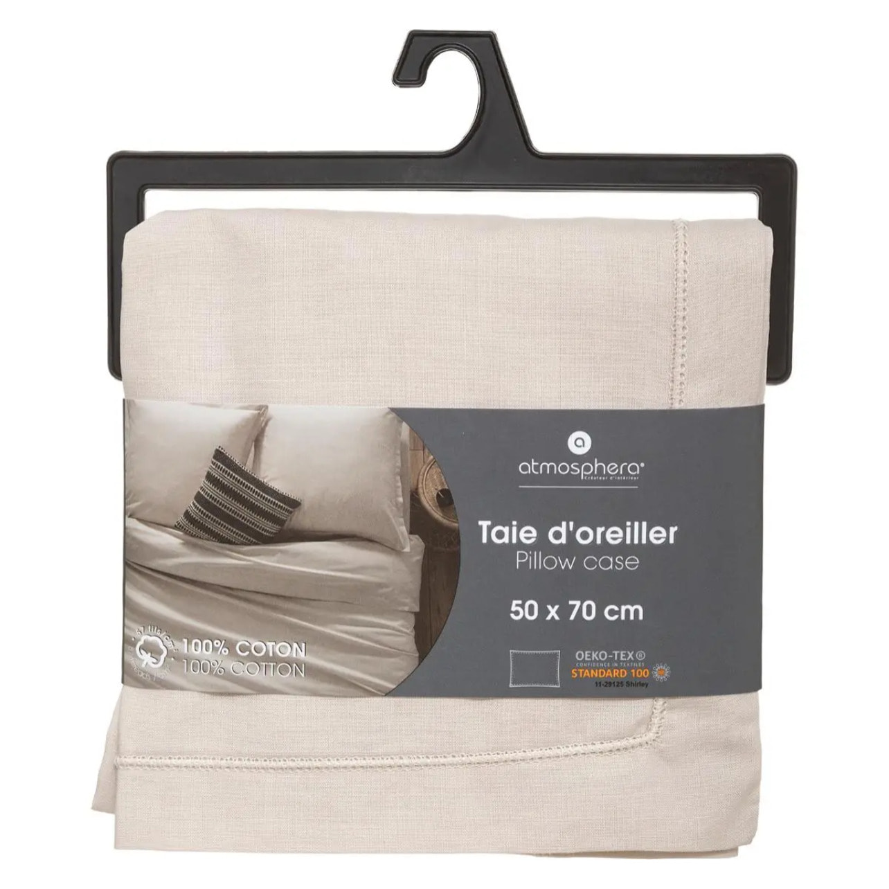 Taie d'oreiller "Carina" coton beige 50x70cm