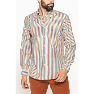 CAMICIA FANTASIA TINTO FILO CON COLLO BUTTON-DOWN