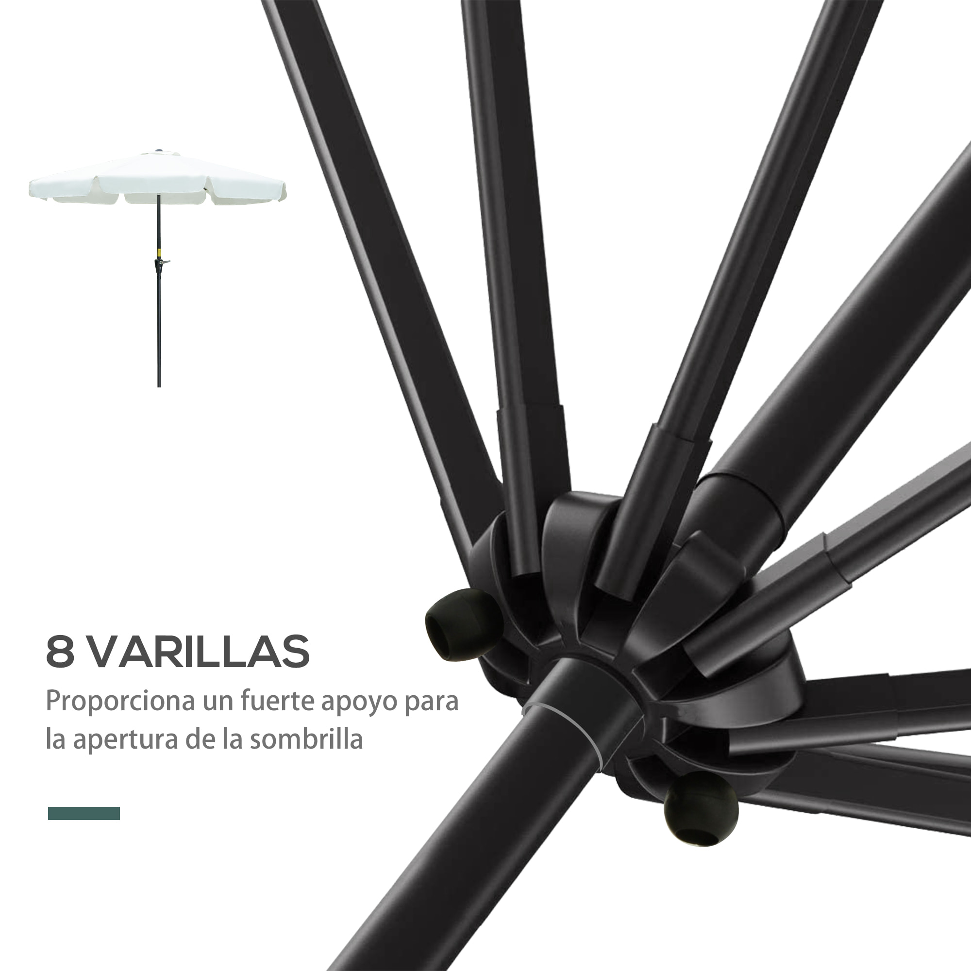 Outsunny Sombrilla de Jardín Ø266x250 cm UV50+ Parasol Aluminio Inclinable Beige