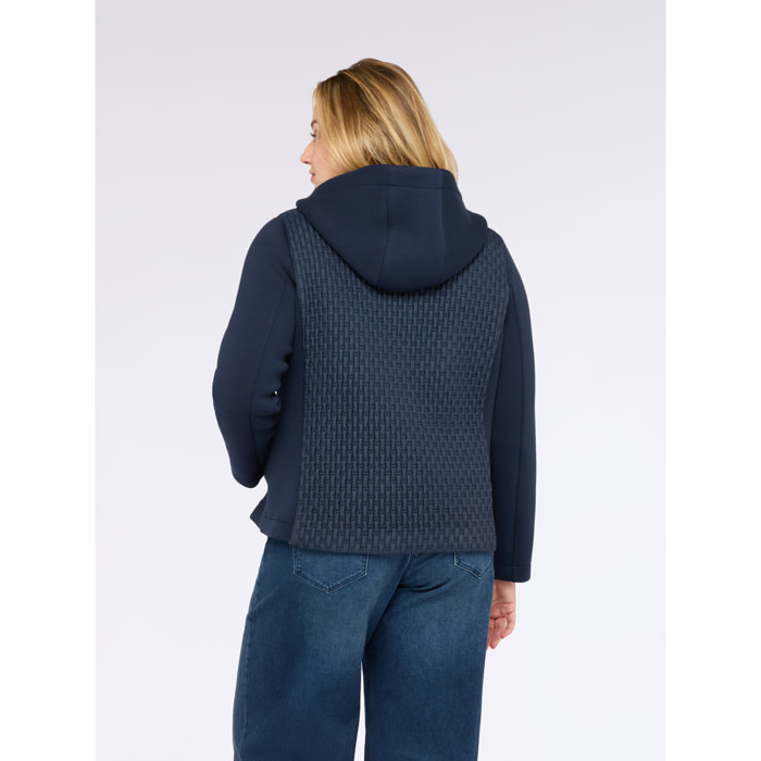 Fiorella Rubino - Plumífero bimaterial ligero con capucha - Azul