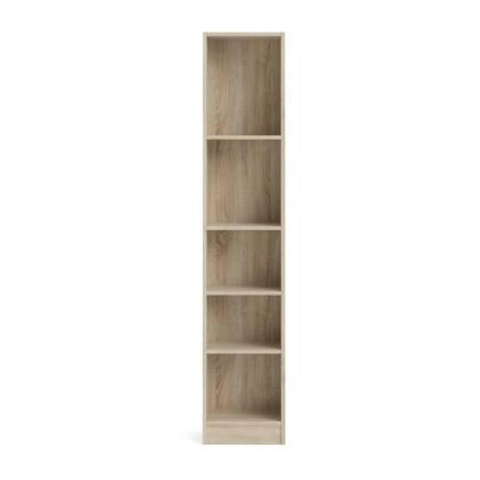 Libreria a cinque vani, colore rovere, cm 40 x 203 x 27