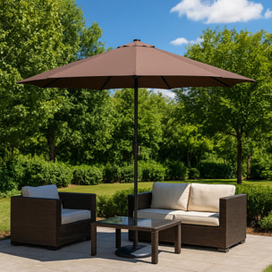 Parasol droit rond led Ø 3 m chocolat ITALORA