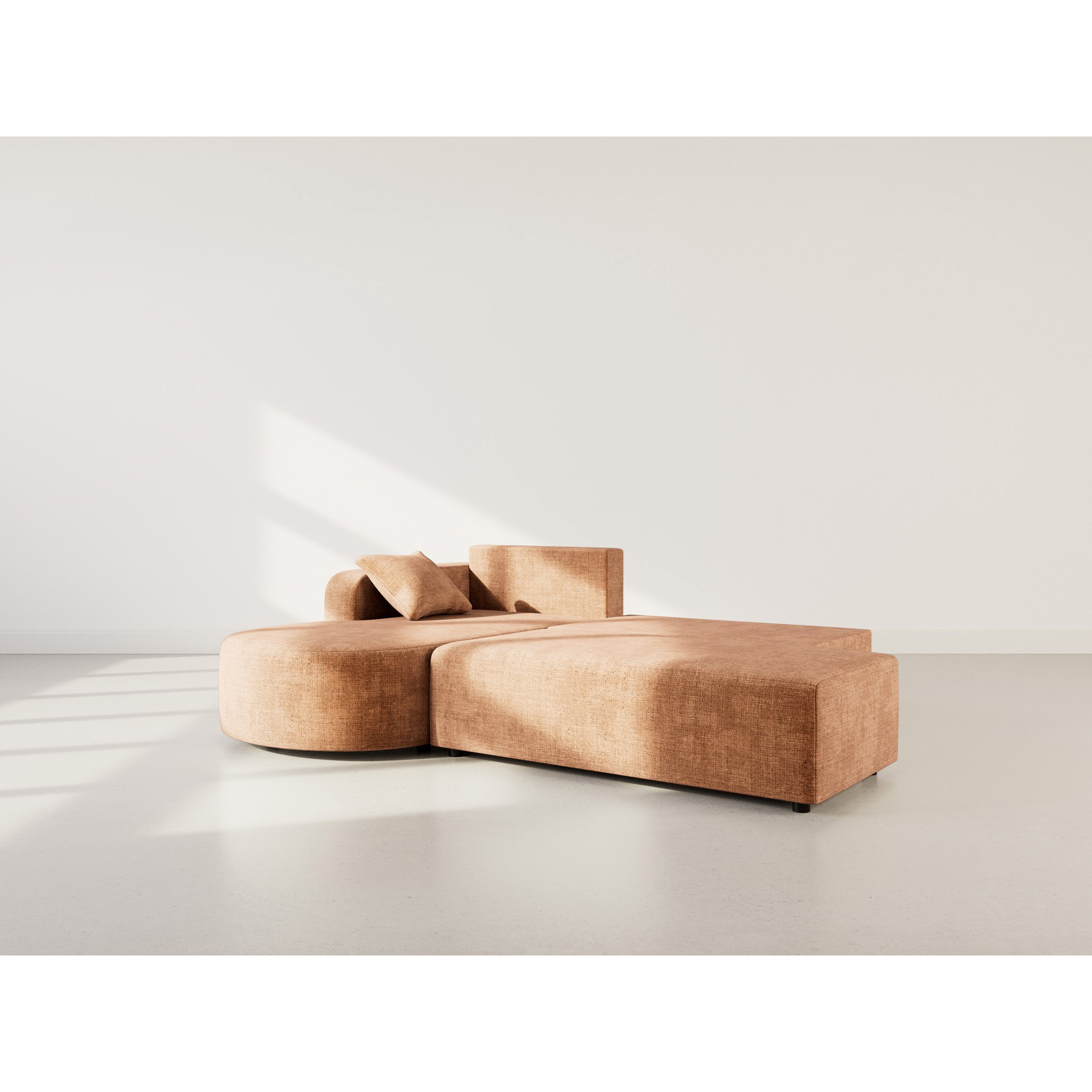 Miro - Canapé d'angle gauche 4 places convertible avec coffre en velours texturé - Rouille