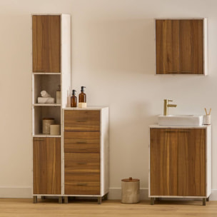 Meuble haut 2 portes Come bois et effet marbre