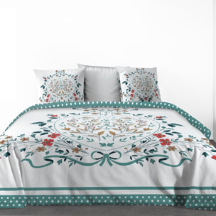 Parure housse de couette 3pcs avec taies oreiller 100% coton 47fils capucine