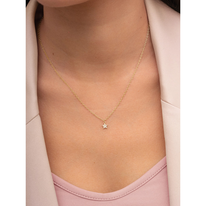 Collar Polaris Star Plata Baño Oro