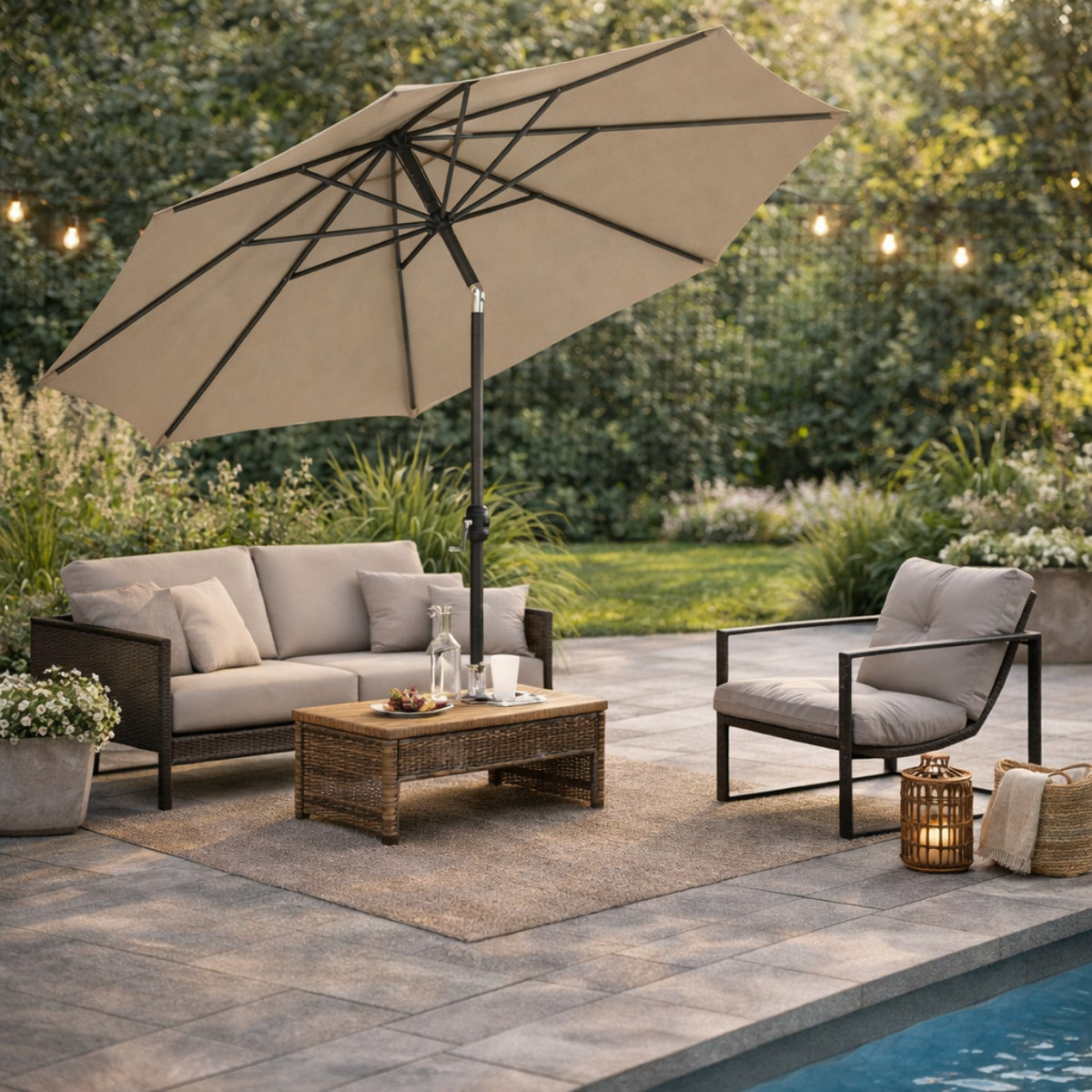 Parasol droit Ø3 m – Inclinable – Ouverture à manivelle