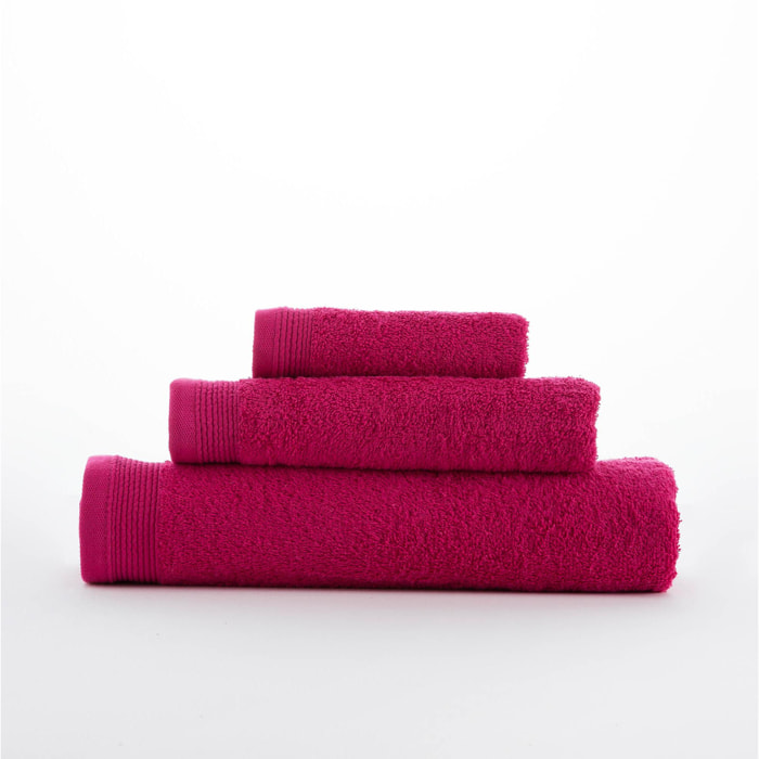 Set de 3 serviettes en coton 450 gr/m2 couleur Fuchsia
