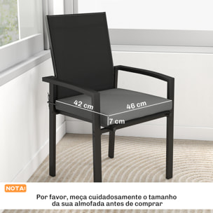 Juego de Cojines para Sillas de Comedor, 46x42x7 cm, 6 Piezas, Cojines para Sillas de Jardín con Funda Lavable y Lazos, Impermeable y Anti-UV, Gris Oscuro