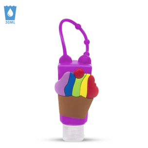 Portachiavi Bottiglia disinfettante per le mani alcol ricaricabile 30ml. Design pastello.