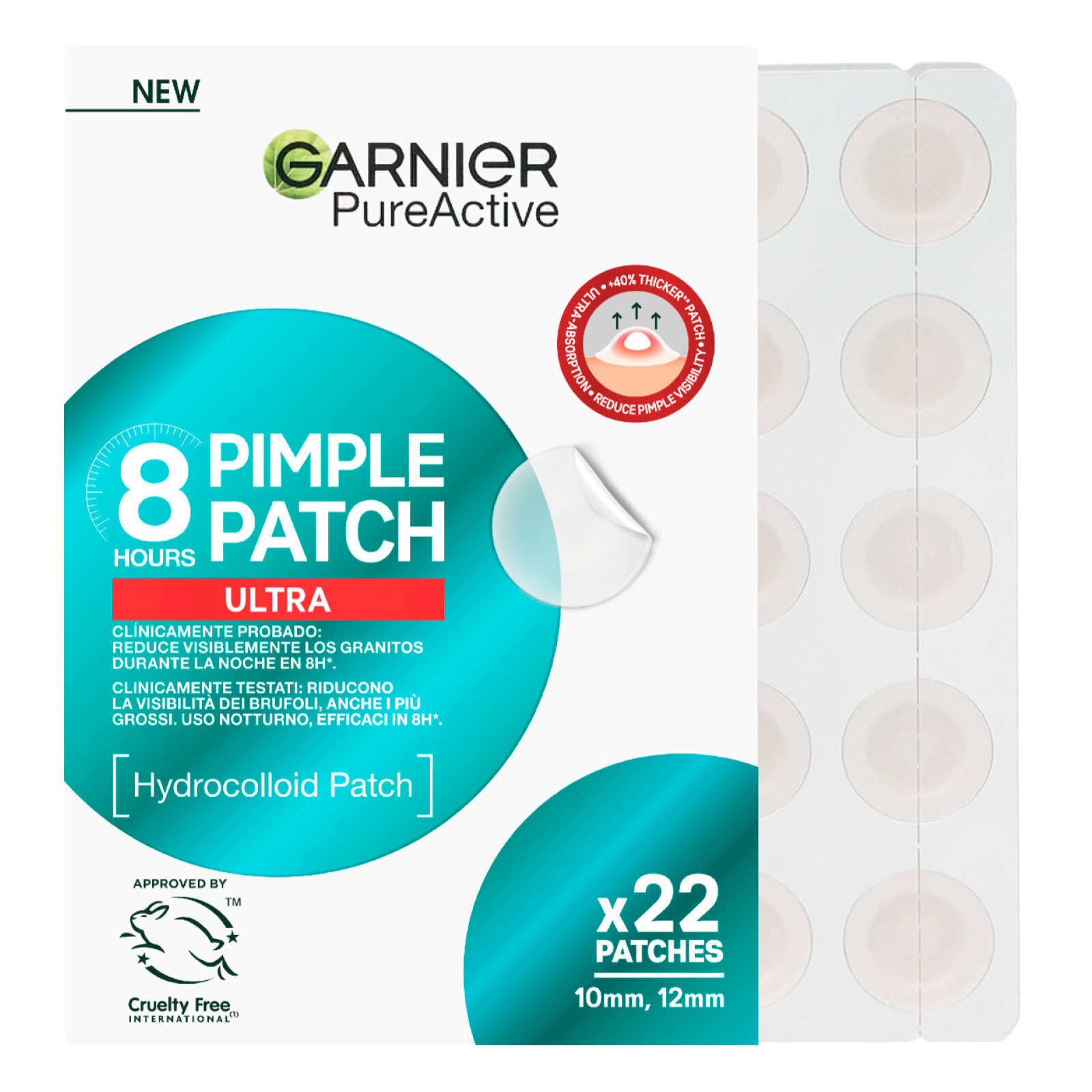 Cerotti Idrocolloidali per Brufoli PureActive Pimple Patch Ultra Barriera Protettiva 22 Patch