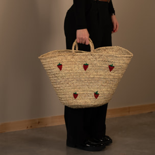 Panier fraises brodées - Rouge