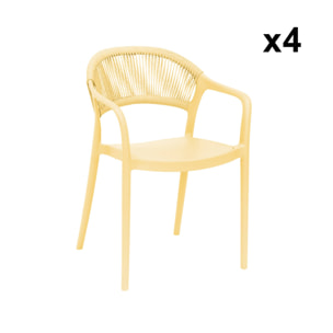 Chaise de jardin empilable avec effet corde (lot de 4) JOVIA
