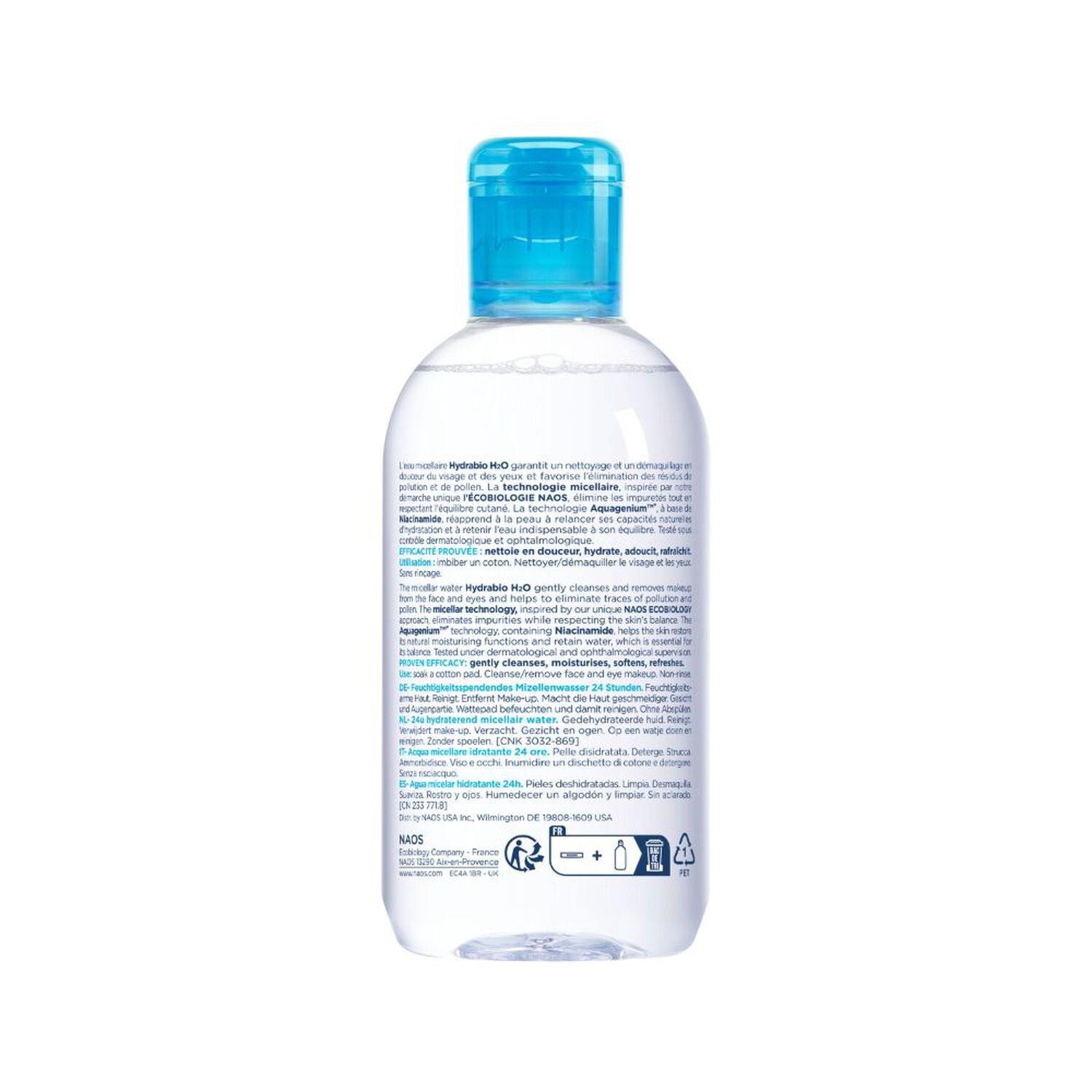 Hydrabio H2O - Eau Micellaire Démaquillante Hydratante - Peaux Sensibles Déshydratées
