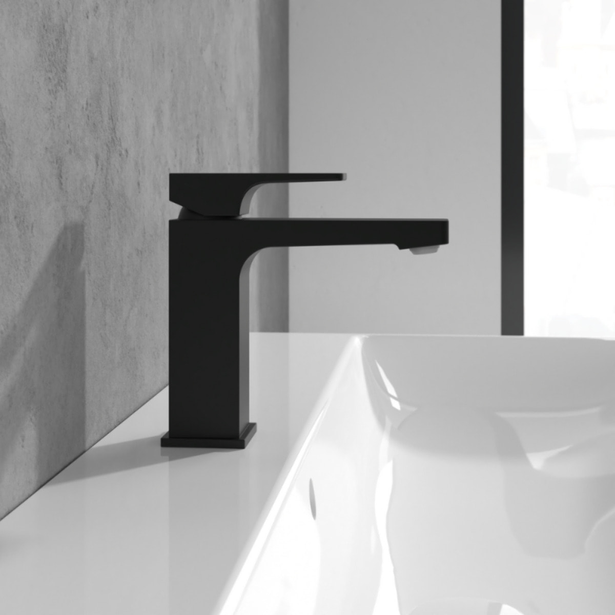 Mitigeur lavabo Architectura Square sans tirette Noir mat