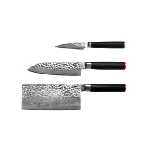 Set asiatique de couteaux (3 pièces) - Collection Pakka Damas