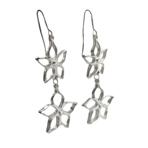 Pendiente doble largo Irregular Blom en plata chapado 10µ gancho