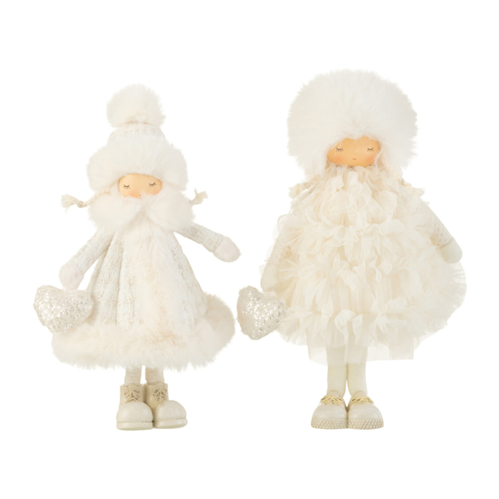 J-Line figurine Fille Debout Fourrure - textile - blanc - small - 2 pcs