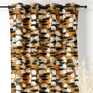 Rideau à Oeillets Paysage Abstrait - Jaune Ocre