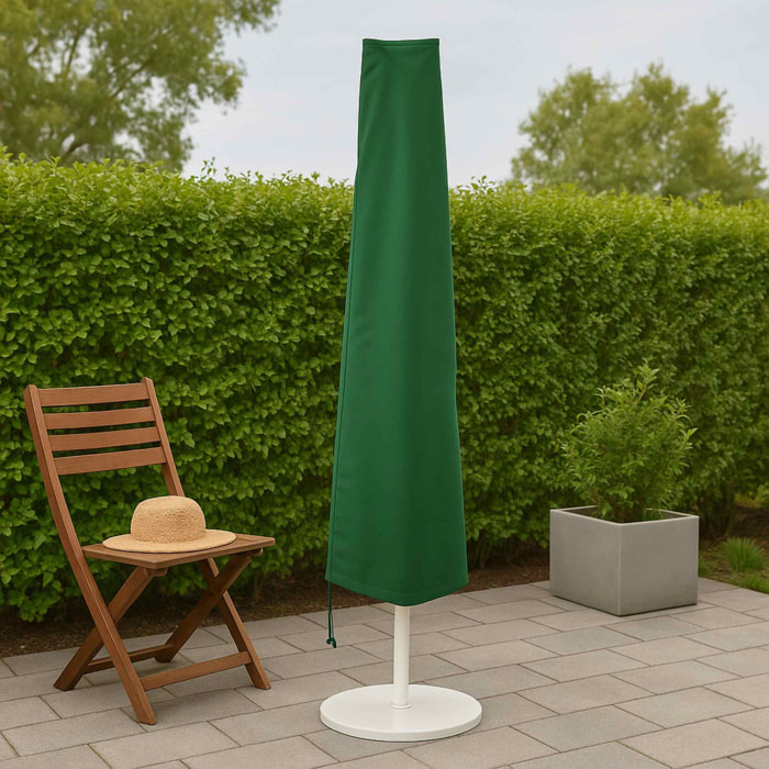 Fundas para paraguas 175x28x50cm en PEVA verde oscuro con ribete negro y bolsa de transporte