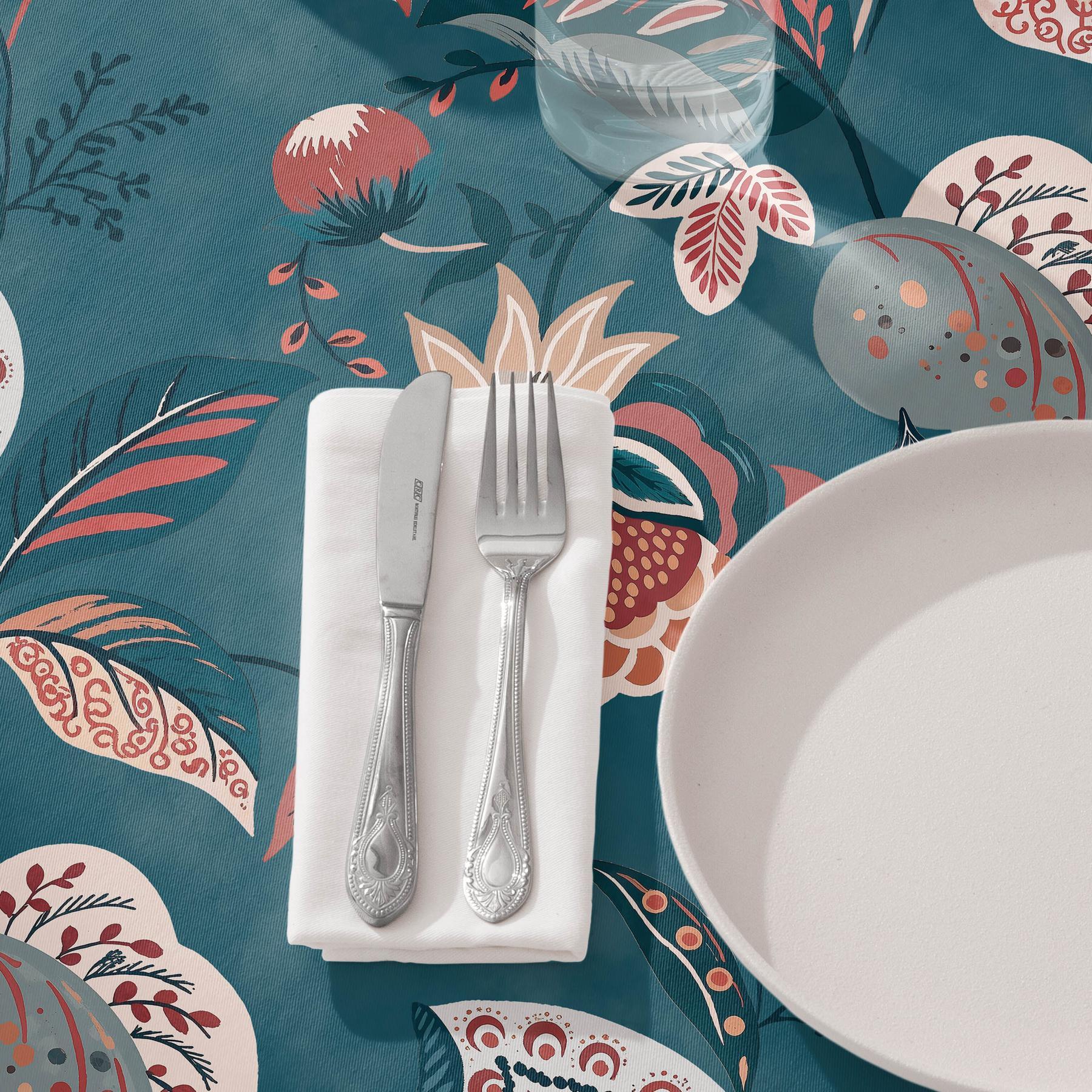 Nappe anti-taches OLEA LAGON - en 100 % coton