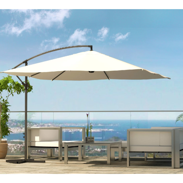 Parasol déporté carré 3x3m écru DAVAGNA