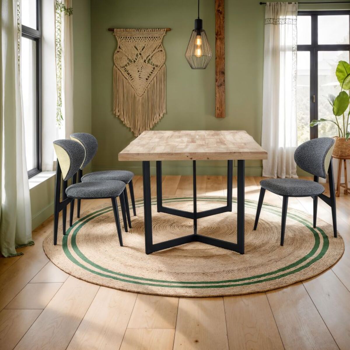 Mesa de comedor Jokul 180 Negro - Roble