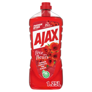 Pack de 12 - Nettoyant ménager Ajax Fêtes des Fleurs Coquelicot 1,25L