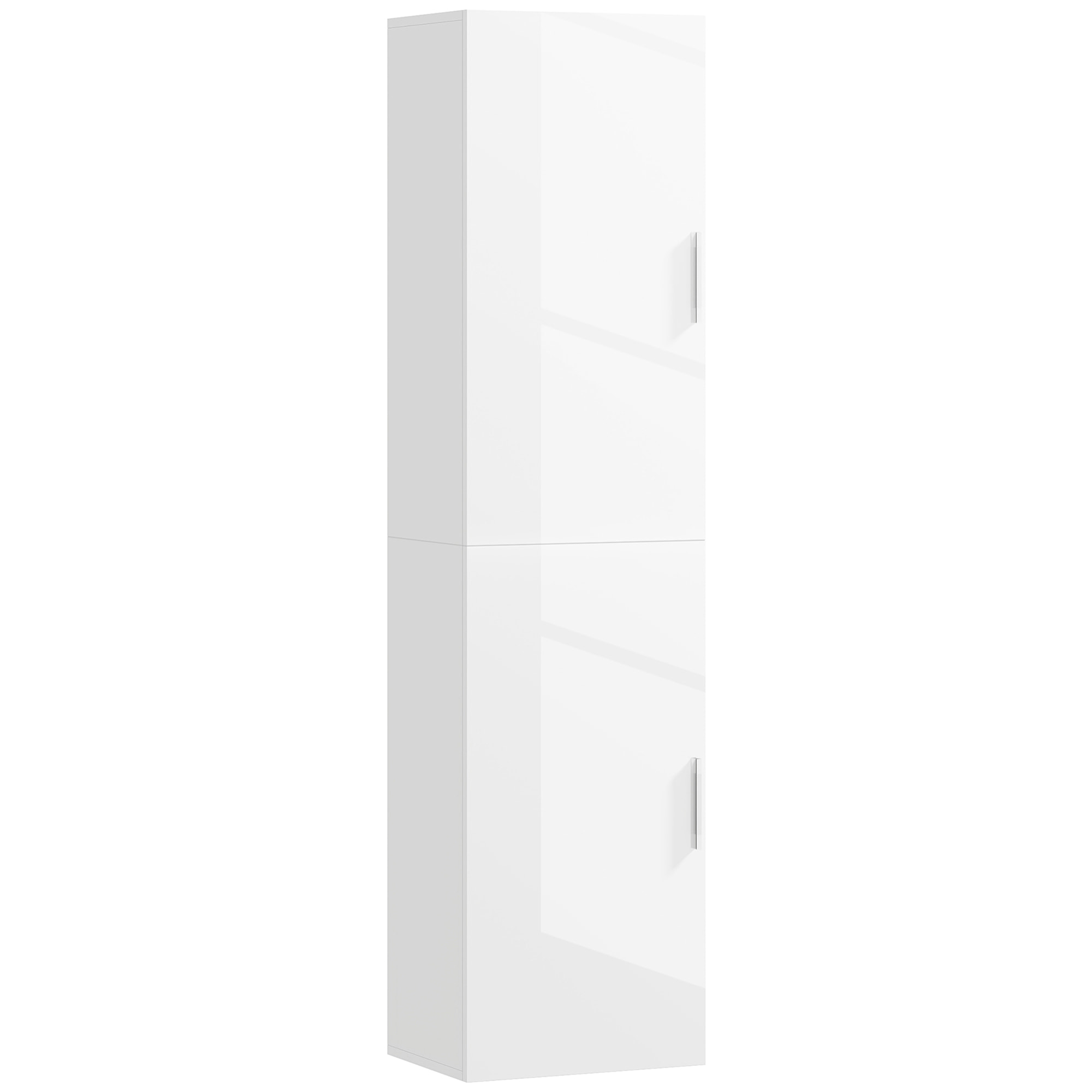 Columna de Baño de Pared Armario de Baño Estrecho con Estantes Ajustables y 2 Puertas Mueble de Baño Moderno para Espacio Pequeño 40x30x160 cm Blanco Brillo