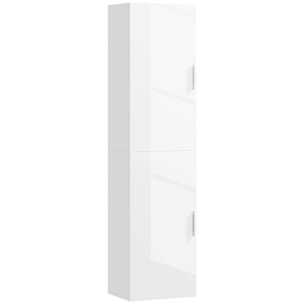 Columna de Baño de Pared Armario de Baño Estrecho con Estantes Ajustables y 2 Puertas Mueble de Baño Moderno para Espacio Pequeño 40x30x160 cm Blanco Brillo